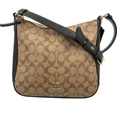 COACH コーチ シグネチャー エリー ファイル バッグ ショルダーバッグ C1649 ベージュ x ブラック