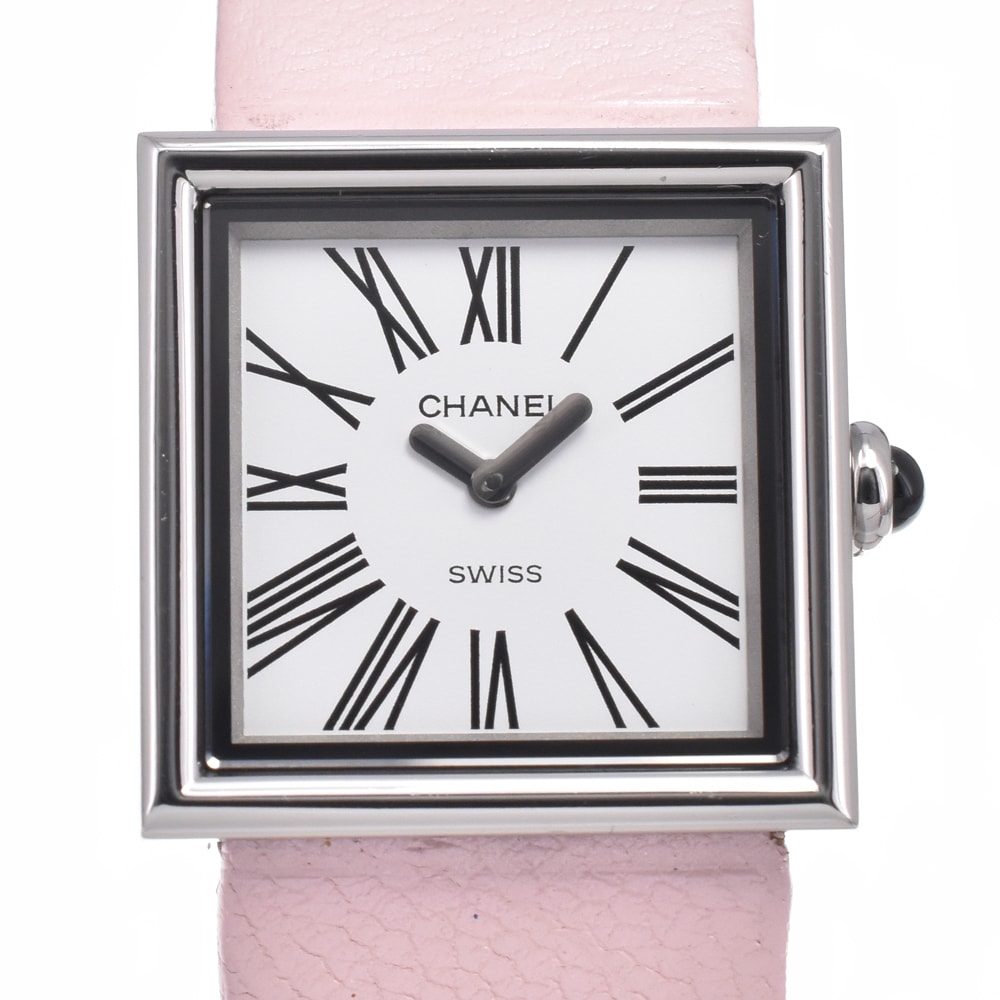 シャネル CHANEL H1666 マドモアゼル ホワイト クォーツ レディース 美品 内箱付き 腕時計 J#150044