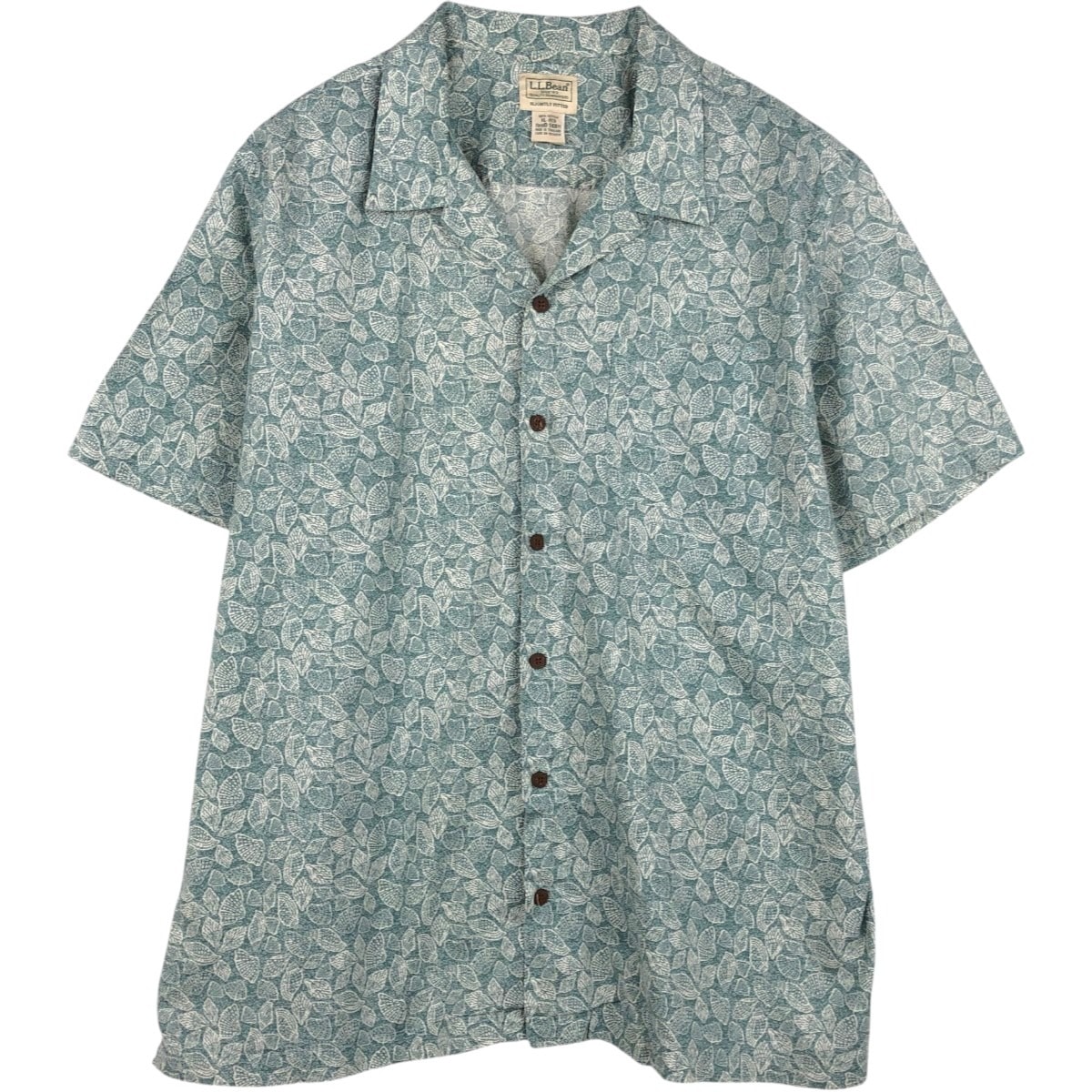 古着 90~00年代 エルエルビーン L.L.Bean SLIGHTLY FITTED 総柄 半袖 オープンカラー コットンシャツ ボックスシャツ メンズXL相当 ヴィンテージ/eaa660995