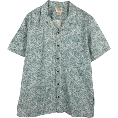 古着 90~00年代 エルエルビーン L.L.Bean SLIGHTLY FITTED 総柄 半袖 オープンカラー コットンシャツ ボックスシャツ メンズXL相当 ヴィンテージ/eaa660995