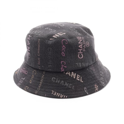 シャネル CHANEL クラッシャーデニムバケット ハット 帽子 コットン レディース ブラック系 【中古】