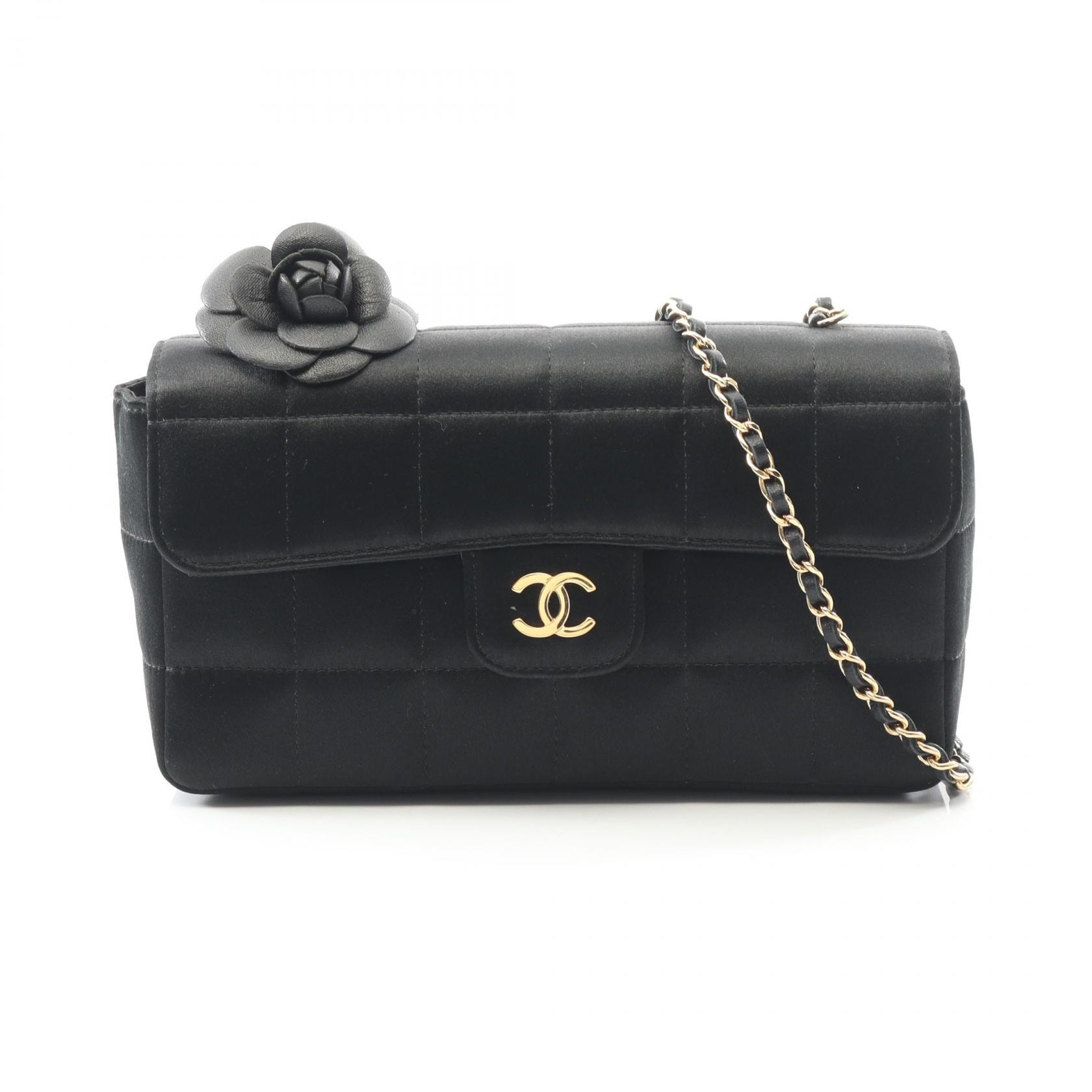 シャネル CHANEL チョコバー カメリア ショルダーバッグ バッグ ファブリック レディース ブラック系 【中古】