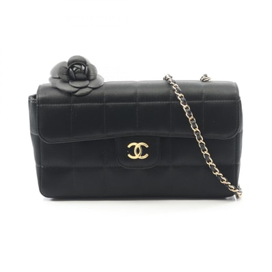 シャネル CHANEL チョコバー カメリア ショルダーバッグ バッグ ファブリック レディース ブラック系 【中古】
