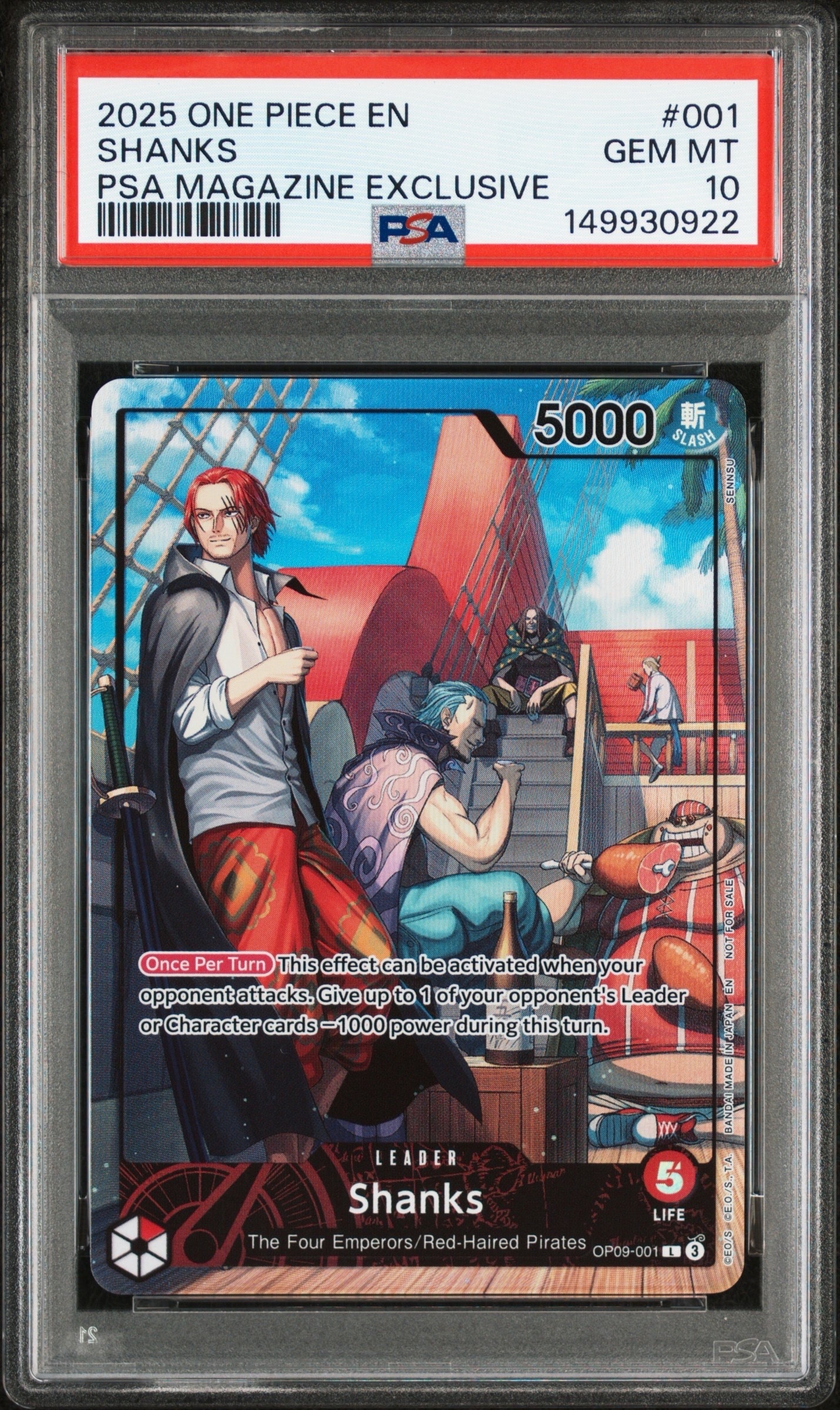 PSA10】シャンクス L-P [OP09-001](ブースターパック「新たなる皇帝