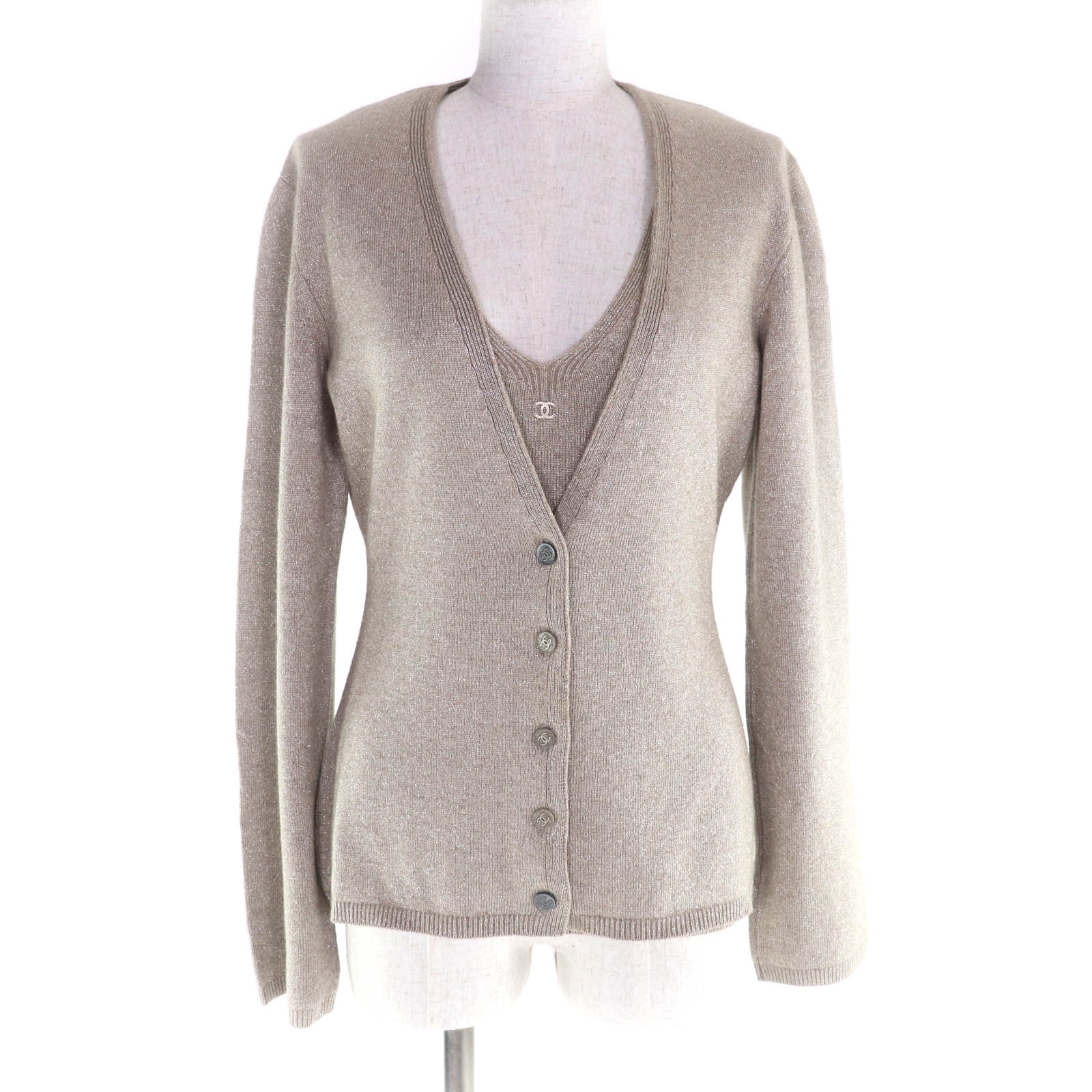 美品 シャネル アンサンブル ベージュ 38 98A P11793 P12069