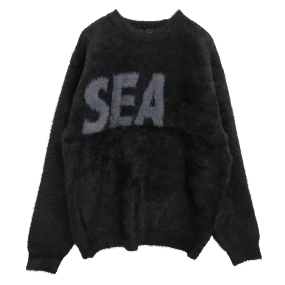 WIND AND SEA ウィンダンシー ニット 25AW WDS-O-CLCS-25-Q3-KN-10 Shaggy BIGSEA Knit Sweater シャギー ロゴ ニット セーター ブラック系 M【極上美品】【中古】
