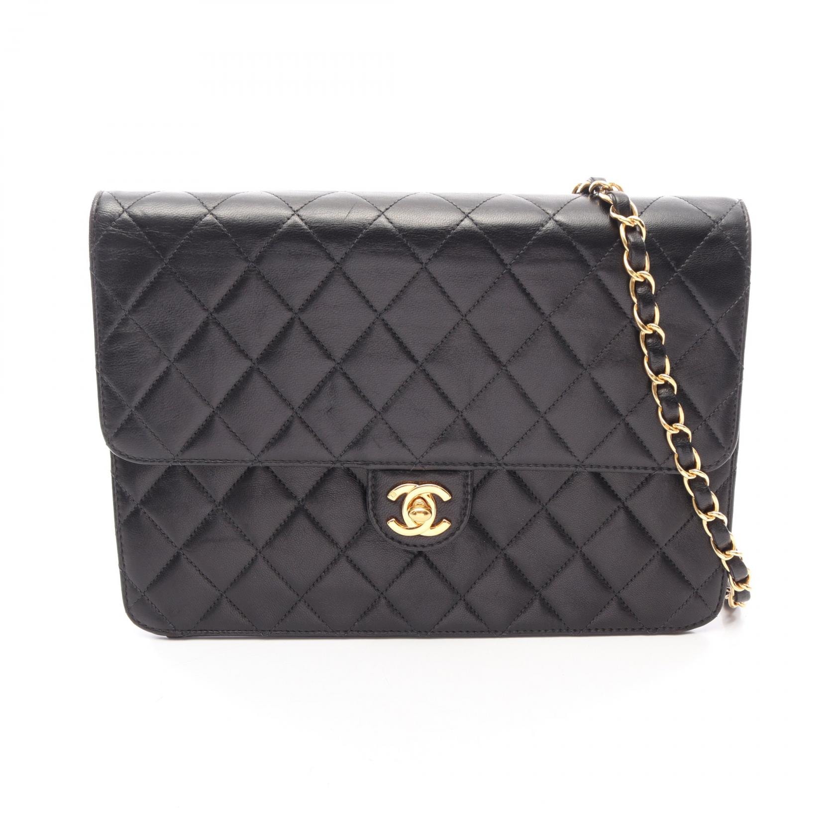 シャネル CHANEL マトラッセ シングルフラップ ショルダーバッグ バッグ ラムスキン(羊革) レディース ブラック系 【中古】