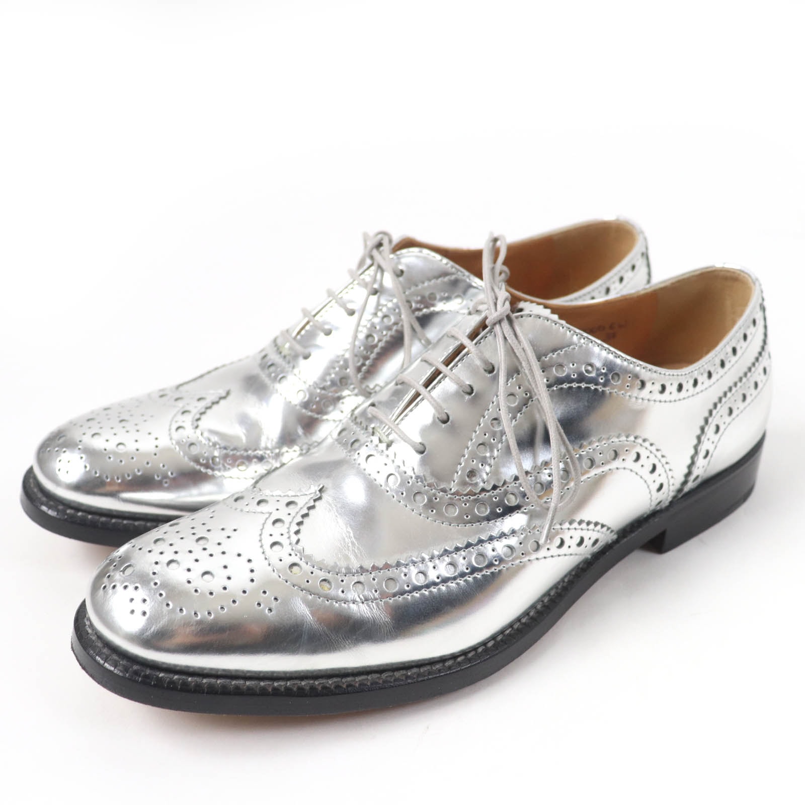 美品 チャーチ
 レザーシューズ シルバー レディース 37