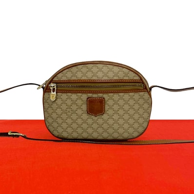 CELINE セリーヌ マカダム ブラゾン トリオンフ 柄 レザー PVC ショルダーバッグ ブラウン
86687