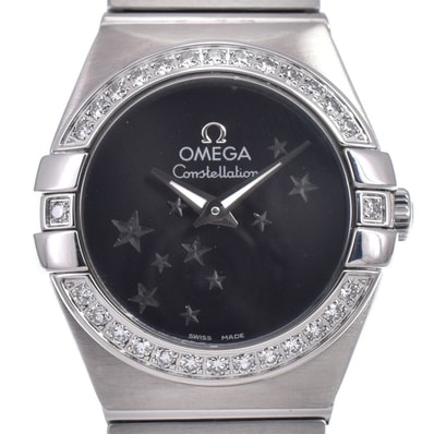 値下 オメガ OMEGA 123.15.24.60.01.001 コンステレーション ブラッシュ ダイヤベゼル レディース 美品 保証書付き 腕時計 J#147820