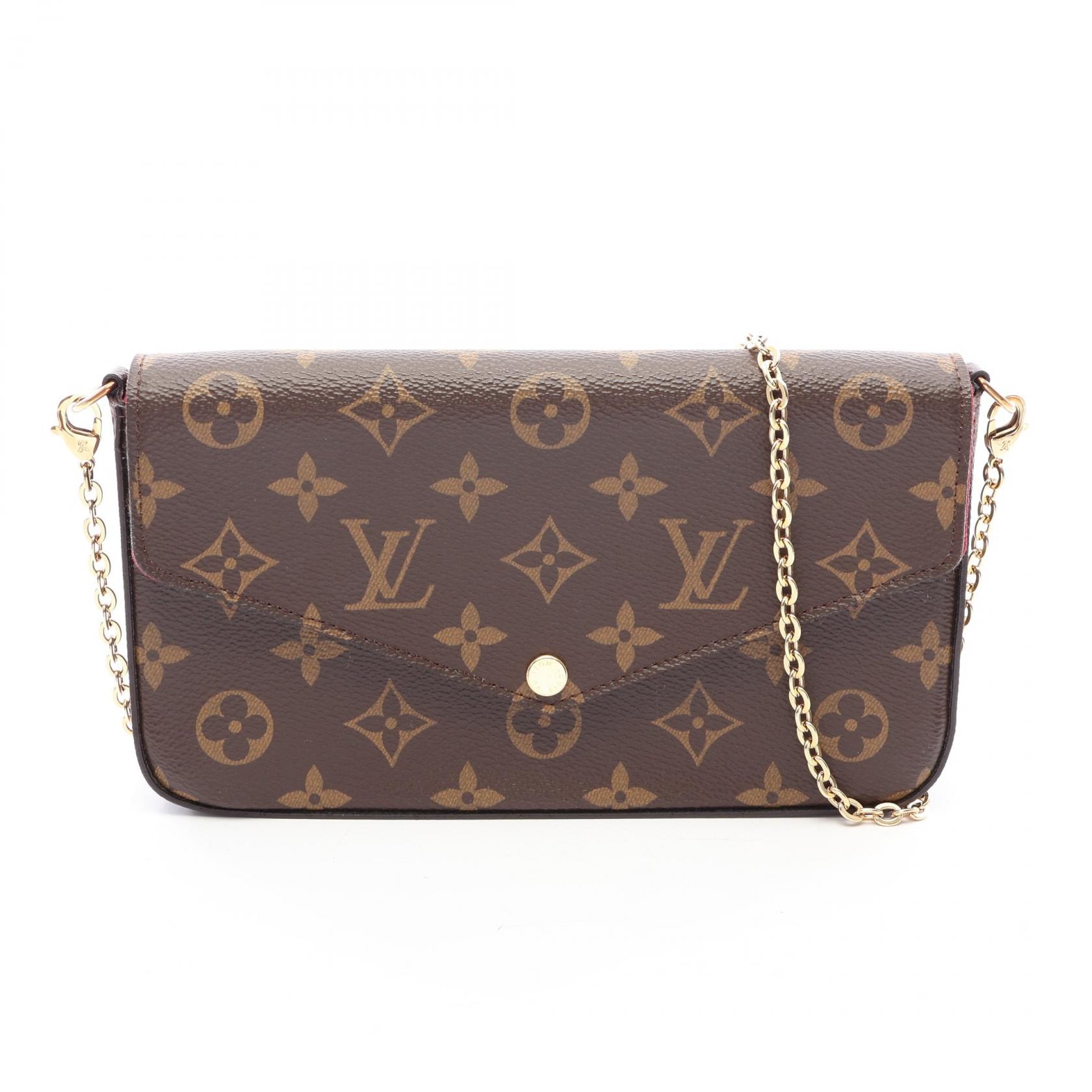 ルイ・ヴィトン LOUIS VUITTON ポシェット フェリシー モノグラム フューシャ ショルダーバッグ バッグ PVCコーティングキャンバス レザー レディース ブラウン系 M61276 【中古】