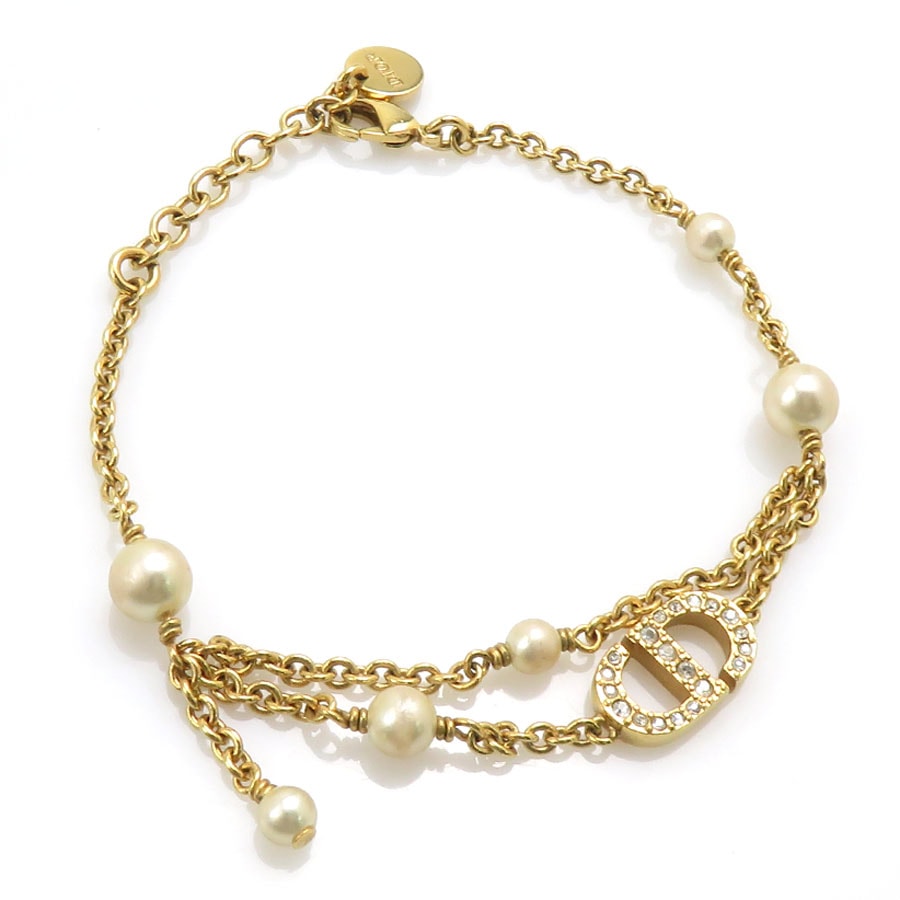 クリスチャンディオール Christian Dior ブレスレット メタル/フェイクパール ゴールド/オフホワイト レディース【中古】 e61573j