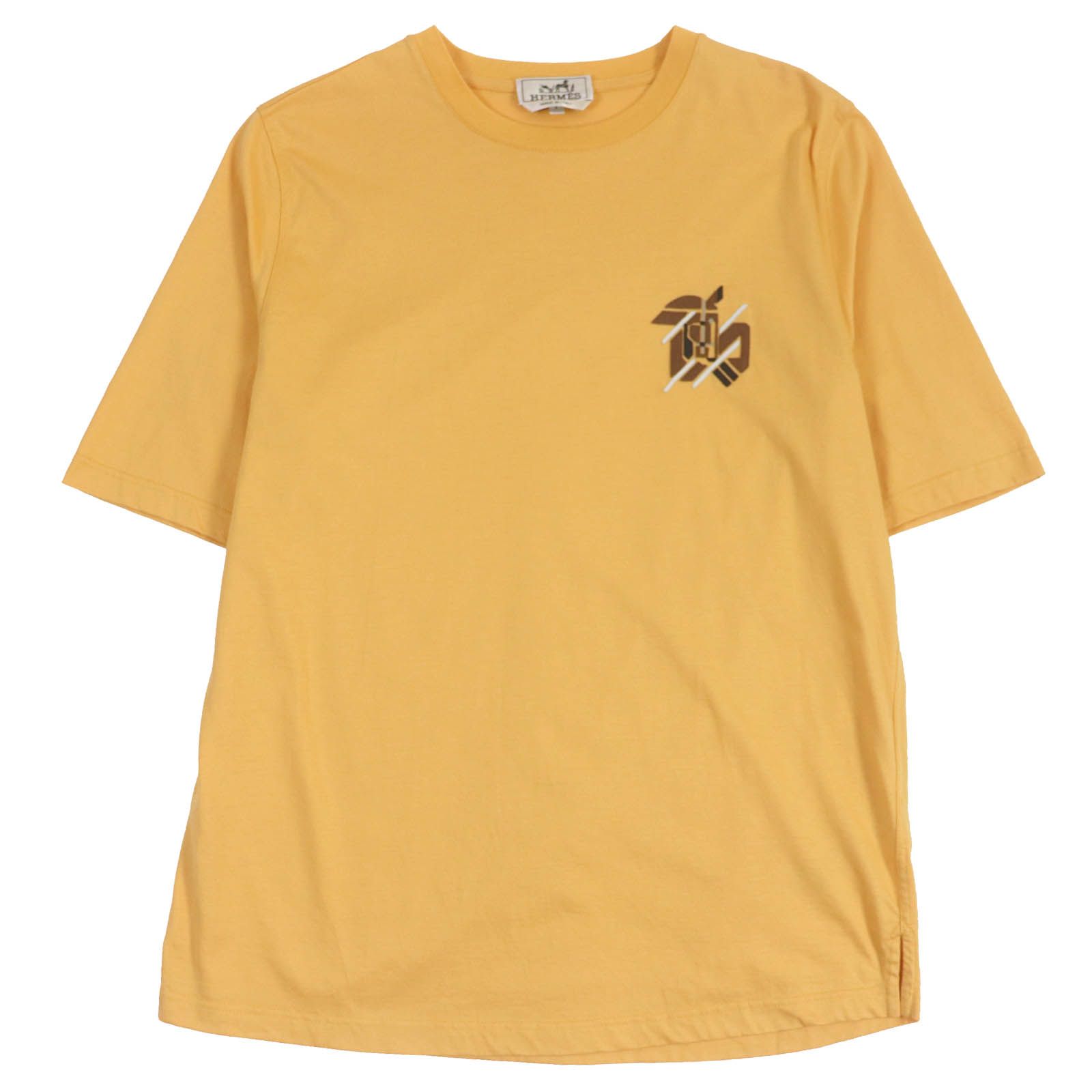 エルメス 半袖Ｔシャツ シュヴォー・アン・シンメトリー オレンジ メンズ S
