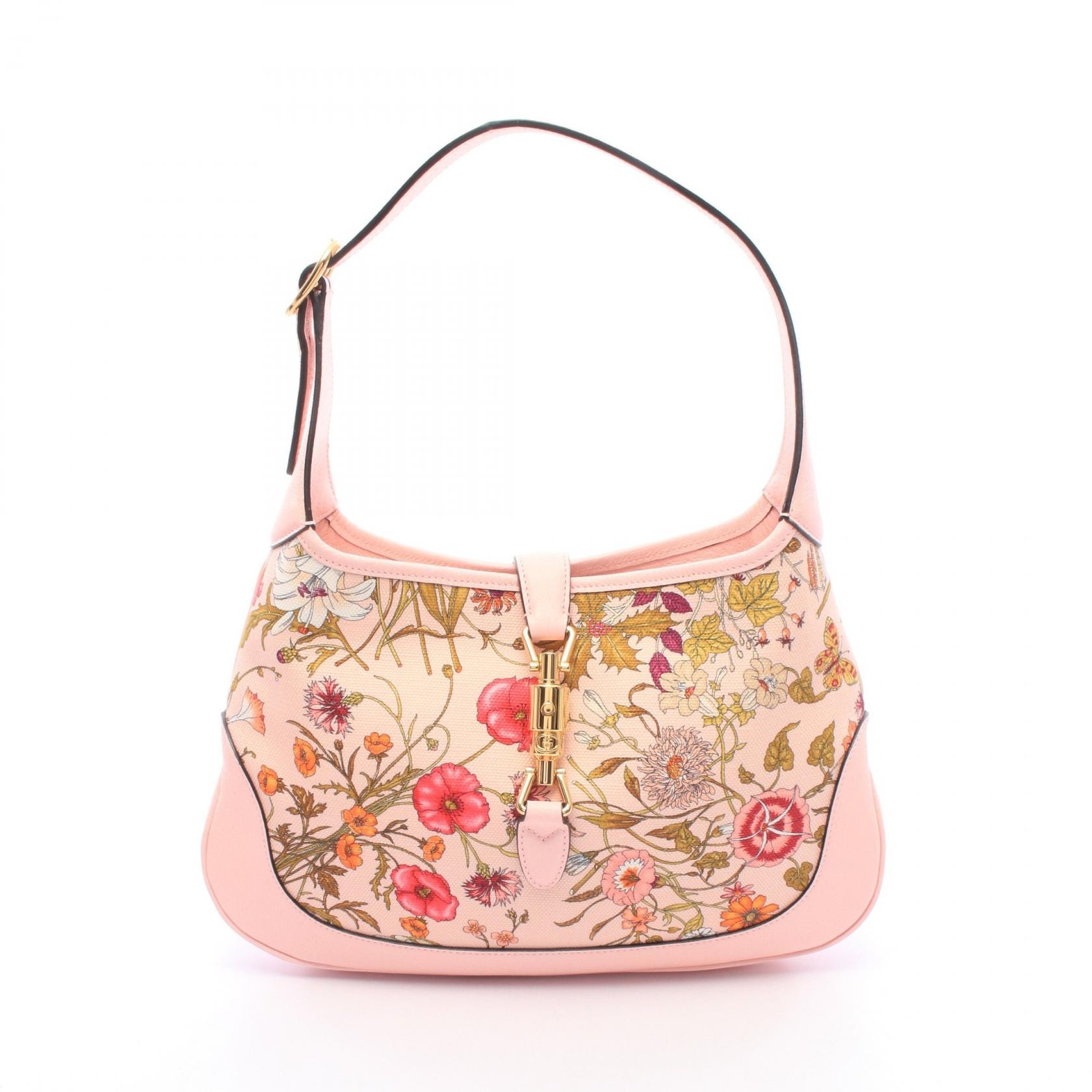 グッチ GUCCI ニュージャッキー フローラ ショルダーバッグ バッグ キャンバス レザー レディース ピンク系 / マルチカラー 550152 【中古】