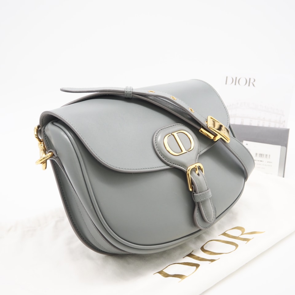 美品 Christian Dior クリスチャンディオール ボックスカーフスキン Dior Bobby バッグ ミディアム M9319UMOL_M41G ショルダーバッグ グレー カーフレザー レディース
