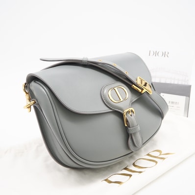美品 Christian Dior クリスチャンディオール ボックスカーフスキン Dior Bobby バッグ ミディアム M9319UMOL_M41G ショルダーバッグ グレー カーフレザー レディース