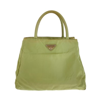 PRADA プラダ テスート 三角ロゴプレート グリーン シルバー金具 ナイロン トートバッグ ハンドバッグ 600448 【中古】