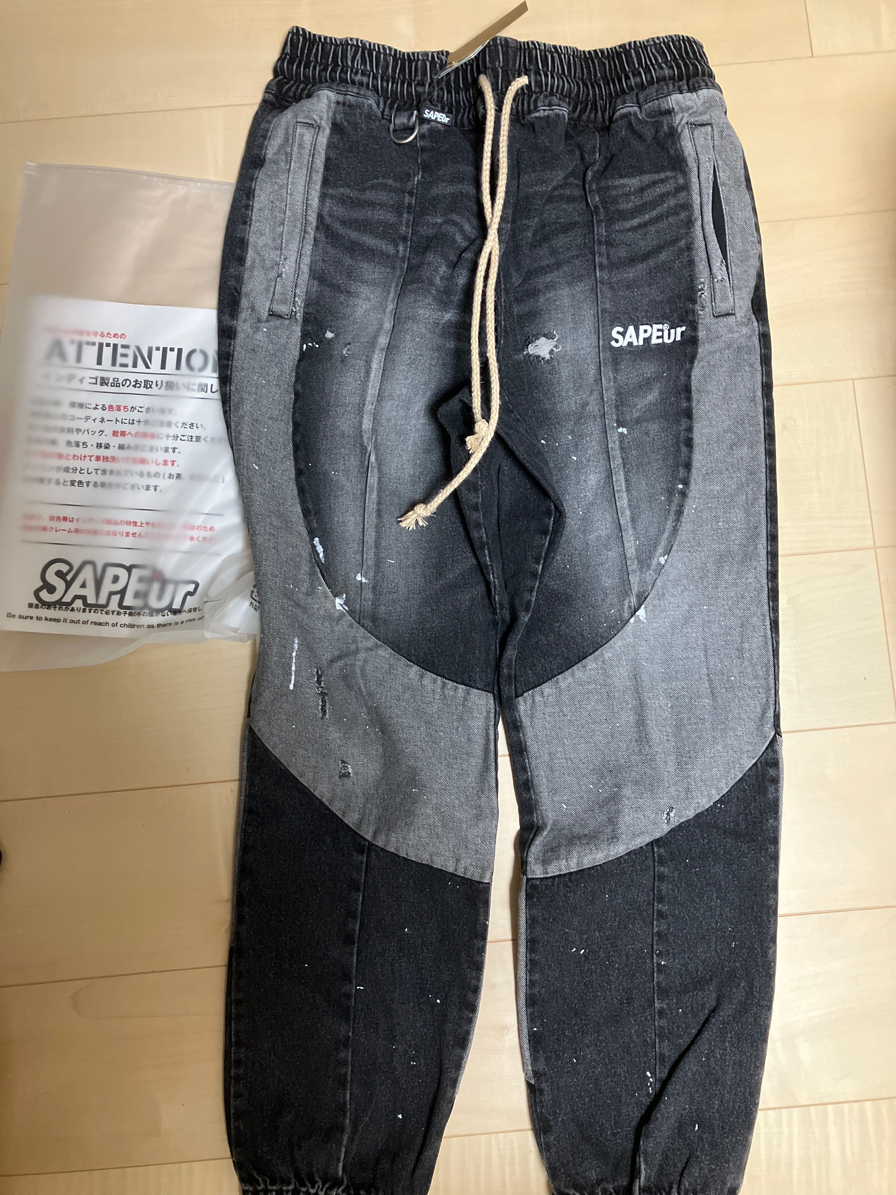 SAPEur DENIM TRACK PANTS "Black"