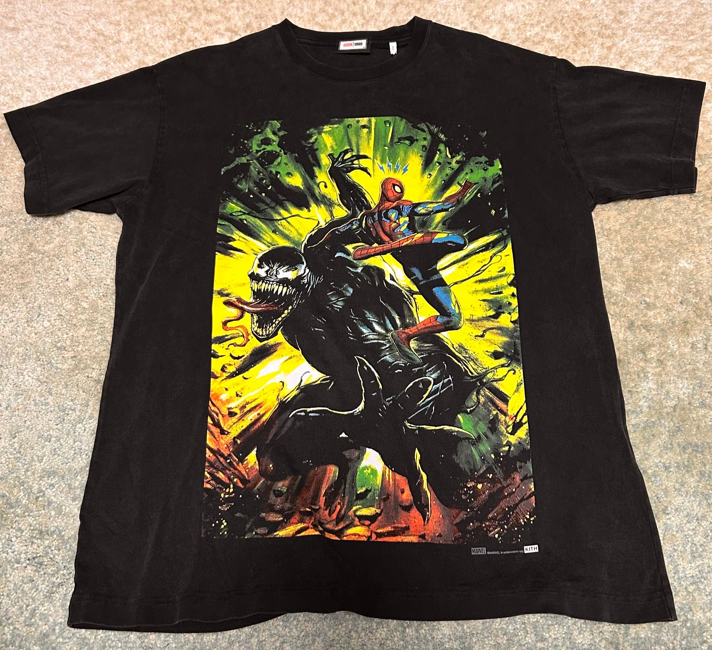 ☆ KITH x SPIDER-MAN Venom Battle コラボTシャツ ☆ KITH x Spider-Man Venom Battle Vintage T-Shirt Size L Large