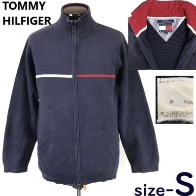 トミーヒルフィガー/TOMMY HILFIGER★ジップアップ/ニットジャケット/ブルゾン【メンズS/紺/navy/ハイネック】アウター/Jumper◆cBH748
