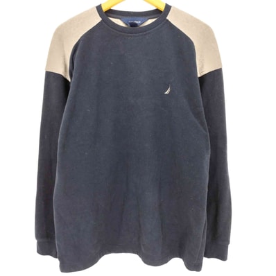 90-00s ロゴ刺繍 肩切替 フリーススウェット【1141867046462】