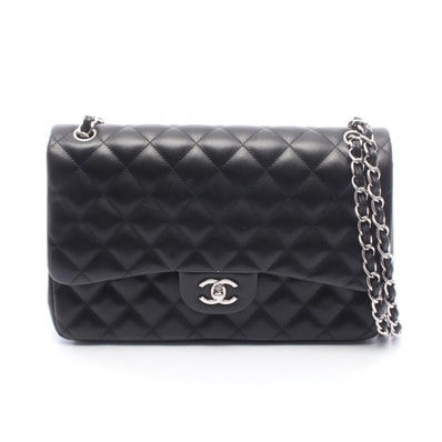 シャネル CHANEL デカマトラッセ30 クラシック ラージ Wフラップ ショルダーバッグ バッグ ラムスキン(羊革) レディース ブラック系 A58600 【中古】