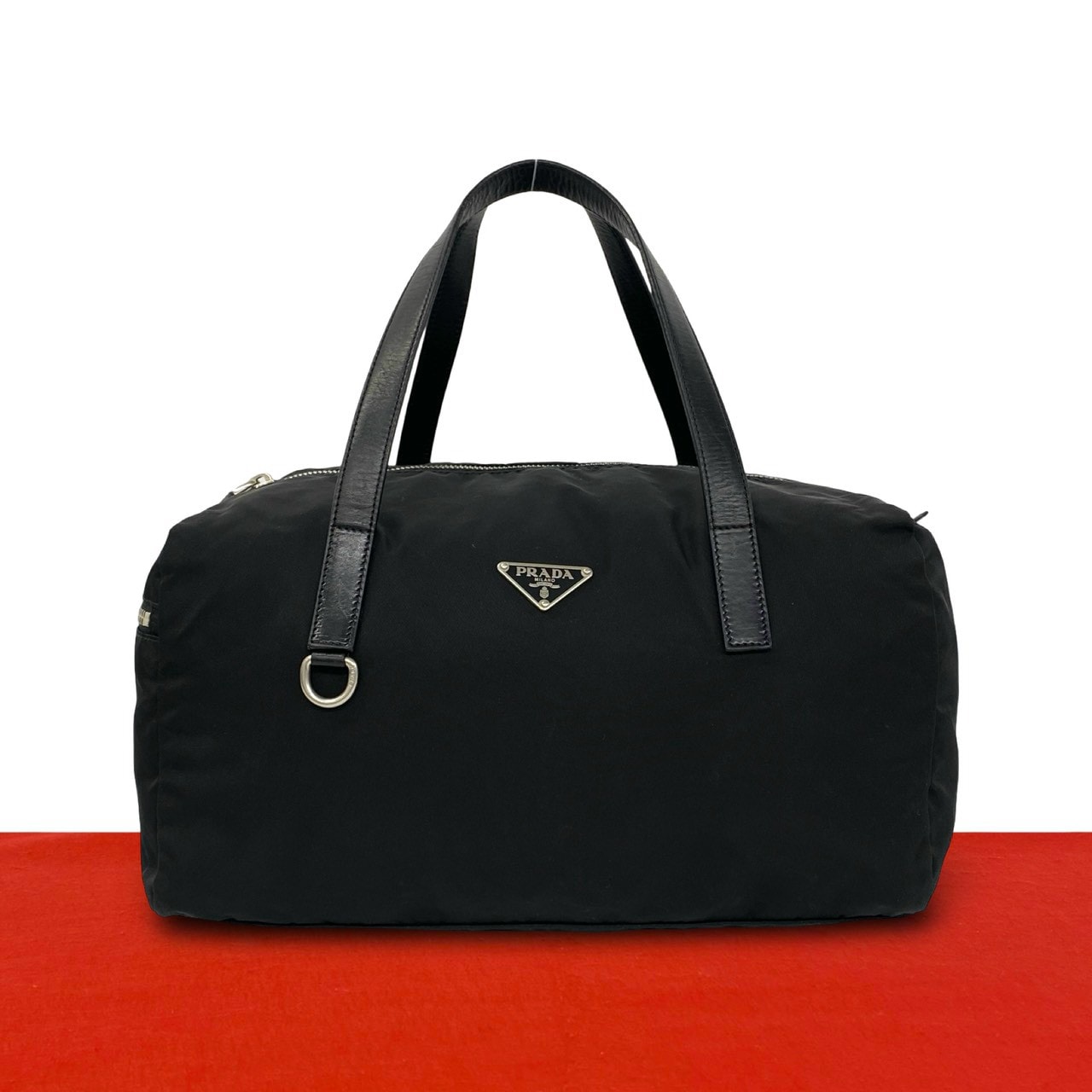 PRADA Nylon Mini Boston Handle Bag "Black"