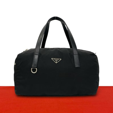 PRADA Nylon Mini Boston Handle Bag "Black"