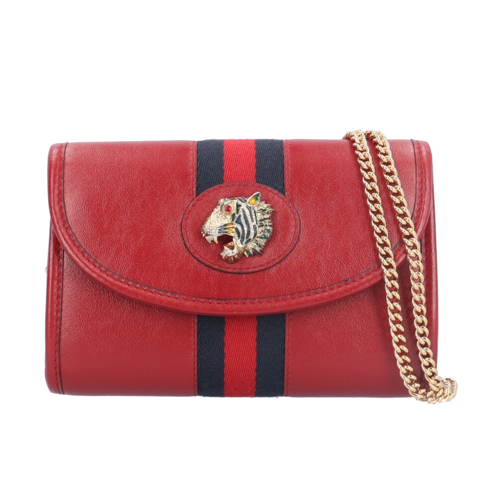 グッチ ラジャ ショルダーバッグ レザー 573797 レッド レディース GUCCI  中古