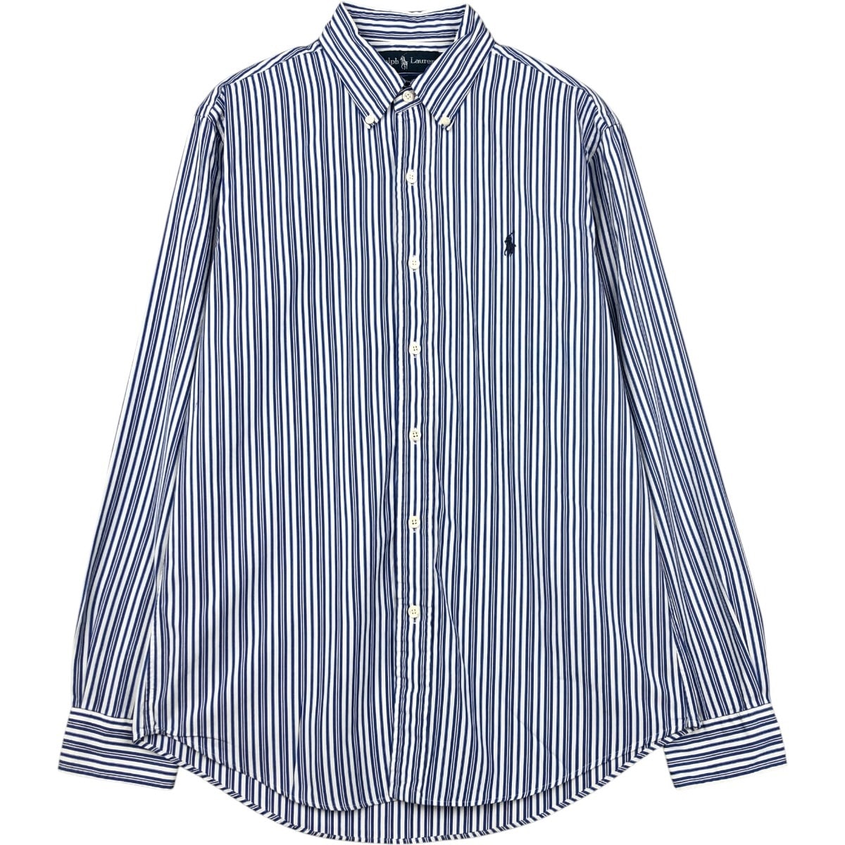 古着 ラルフローレン Ralph Lauren CUSTOM FIT 長袖 ボタンダウンストライプシャツ メンズM相当/eaa678022