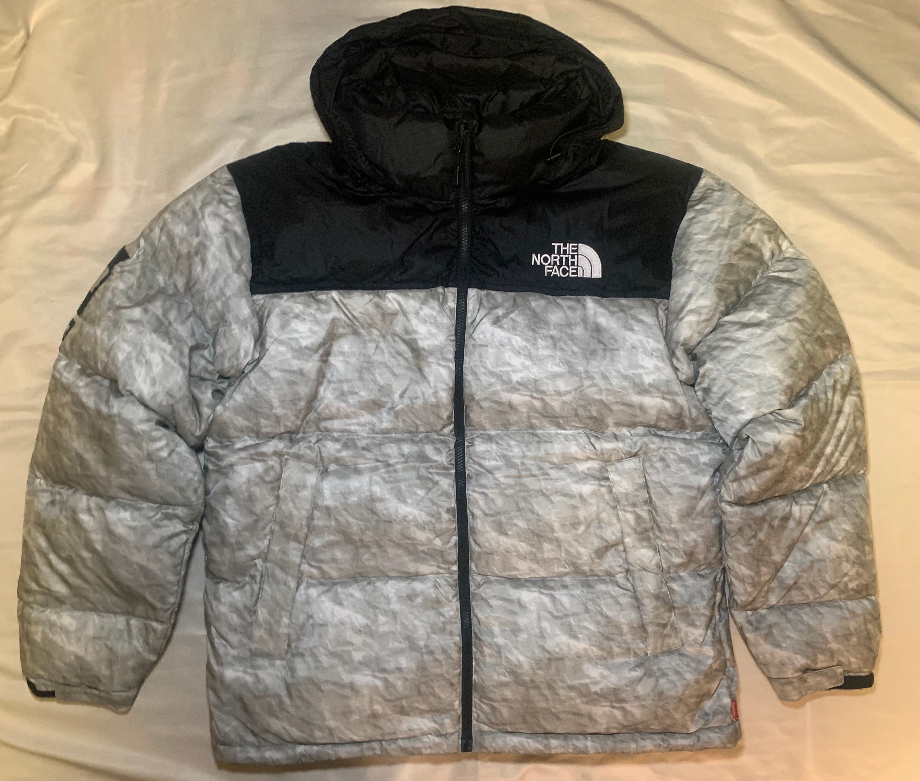 Supreme x The North Face Nuptse Jacket "White Paper Print"