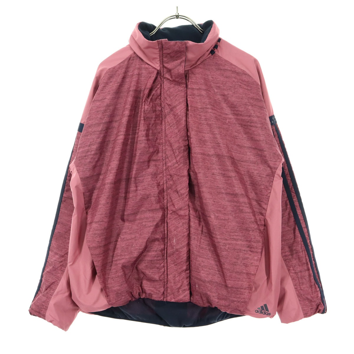 adidas アディダス ワンポイントロゴ 長袖 ウインドブレーカー M レッド系 フーディー収納