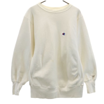 Champion チャンピオン 90s USA製 刺繍タグ オールド 長袖 リバースウィーブ スウェット トレーナー M ホワイト
