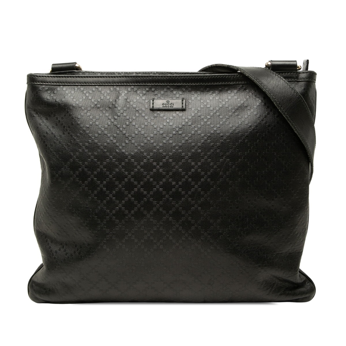 グッチ ディアマンテ 斜め掛け ショルダーバッグ 201446 ブラック PVC レザー レディース GUCCI 中古