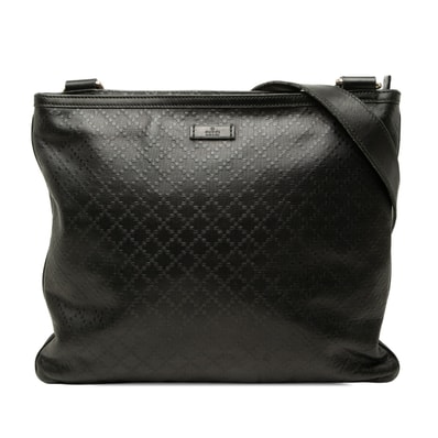 グッチ ディアマンテ 斜め掛け ショルダーバッグ 201446 ブラック PVC レザー レディース GUCCI 中古