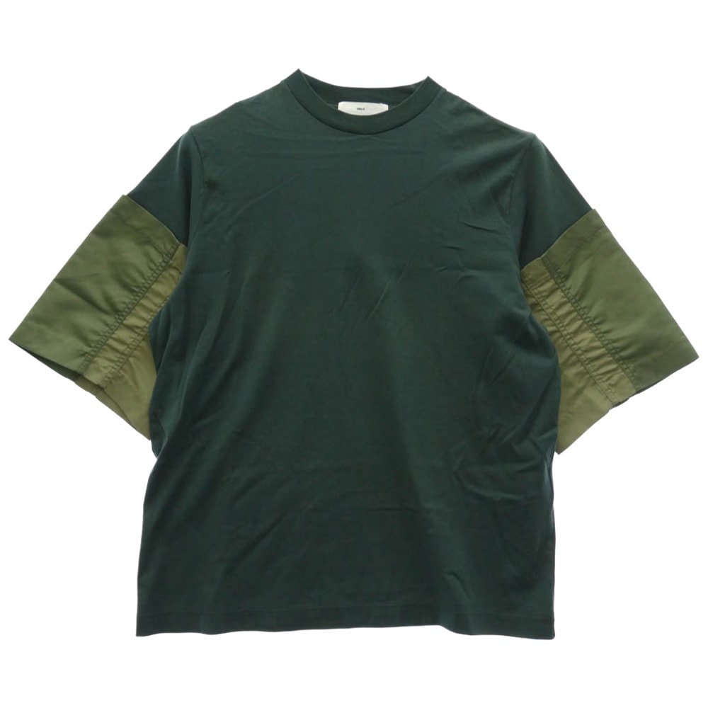 TOGA トーガ TV251-JK330 Cotton jersey S/S コットン ジャージ 異素材 切り替え 半袖 Tシャツ グリーン系 46【中古】