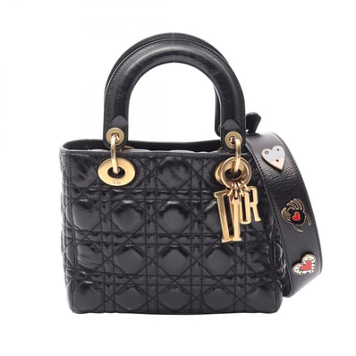 ディオール Dior LADY DIOR MY ABCDIOR レディディオール スモール カナージュ 2WAY ハンドバッグ バッグ レザー レディース ブラック系 【中古】