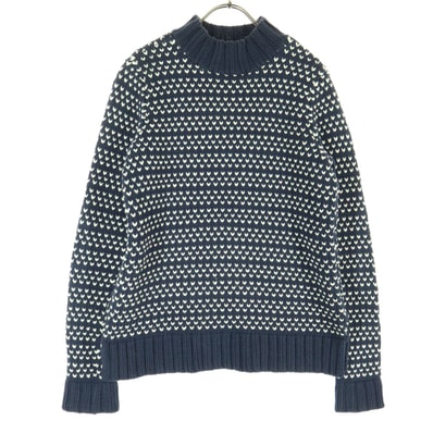 美品 L.L.Bean SIGNATURE エルエルビーンシグネチャー バーズアイ 長袖 コットン ニット XXS ネイビー