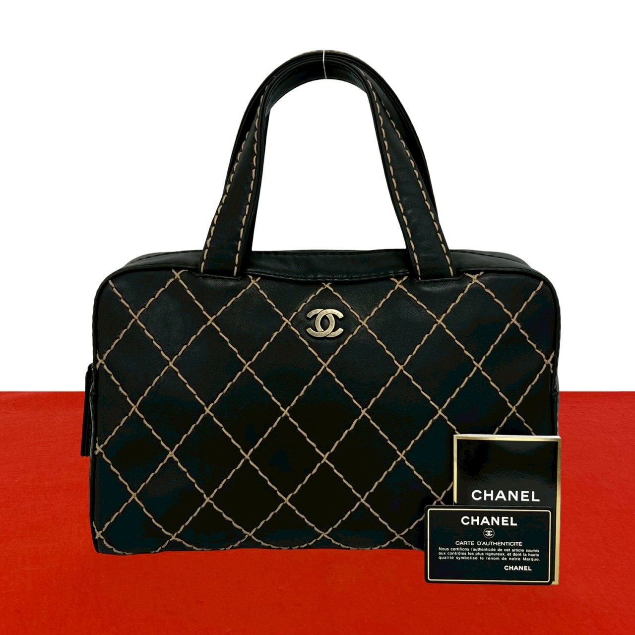CHANEL シャネル ワイルドステッチ ココマーク レザー ハンドバッグ ブラック
33469