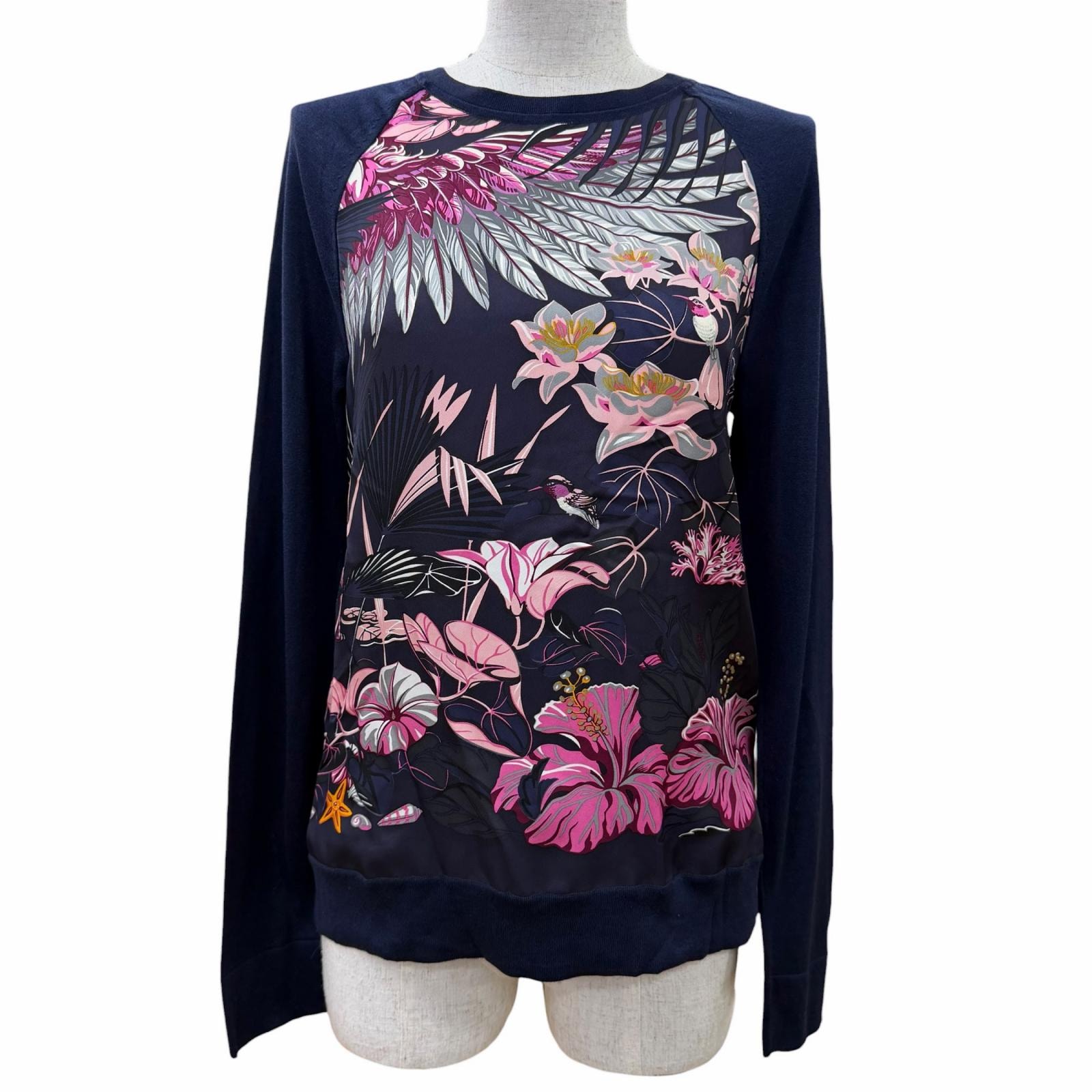 未使用品 エルメス ニット FLAMINGO PARTY ネイビー 34