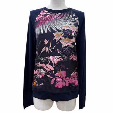 未使用品 エルメス ニット FLAMINGO PARTY ネイビー 34