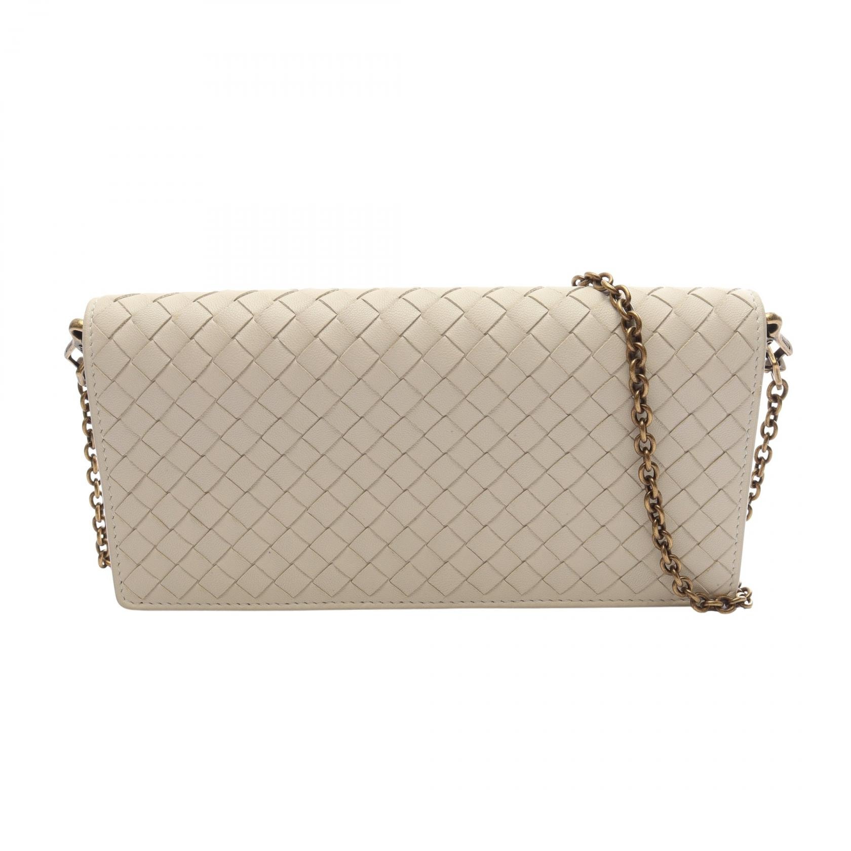 ボッテガヴェネタ BOTTEGA VENETA イントレチャート ショルダーバッグ バッグ レザー レディース ホワイト系 【中古】
