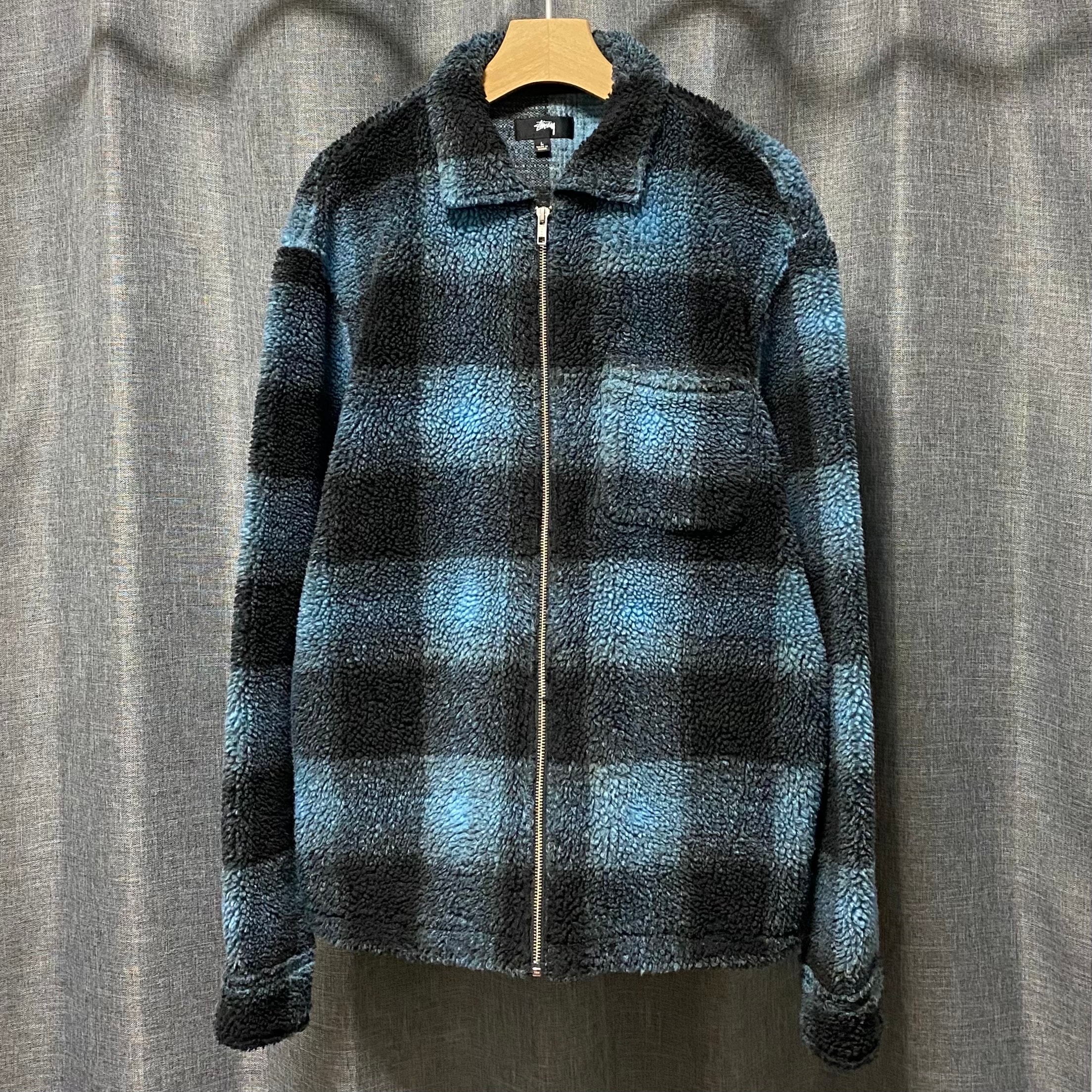 ステューシー シャドー プレイド シェルパ ジップ シャツ "ブルー" 1110224