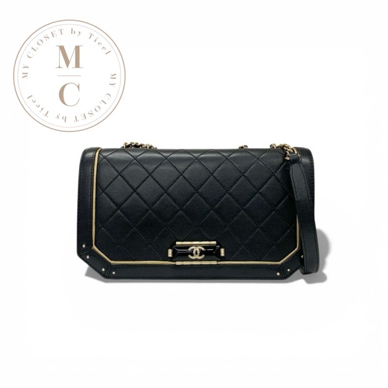 シャネル CHANEL バッグ ショルダーバッグ ブラック ゴールド マトラッセ シングルフラップ ココマーク チェーン