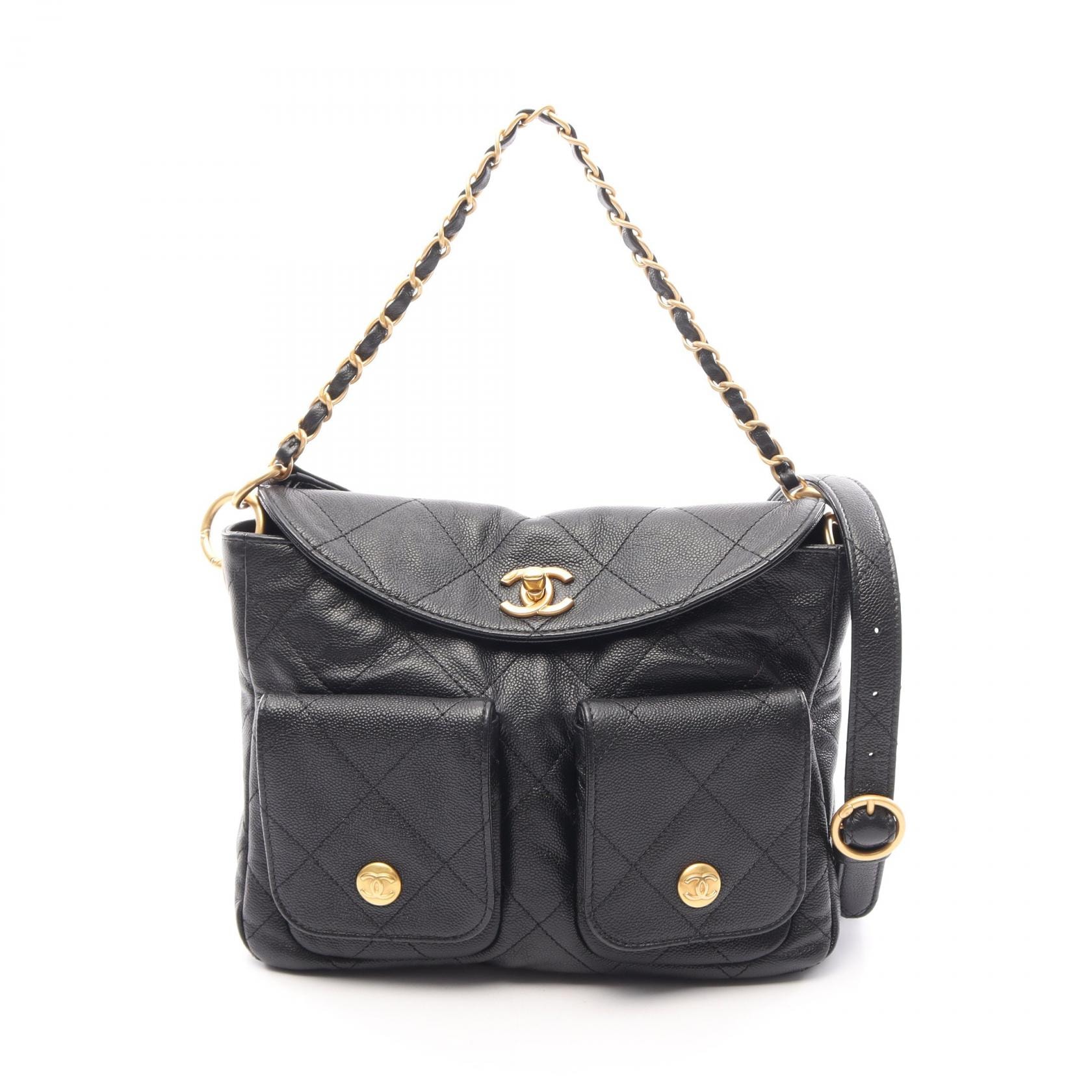 シャネル CHANEL マトラッセ ホーボーバッグ 2WAY ショルダーバッグ バッグ カーフ(牛革) レディース ブラック系 AS5384 【中古】
