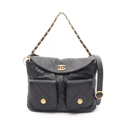 シャネル CHANEL マトラッセ ホーボーバッグ 2WAY ショルダーバッグ バッグ カーフ(牛革) レディース ブラック系 AS5384 【中古】