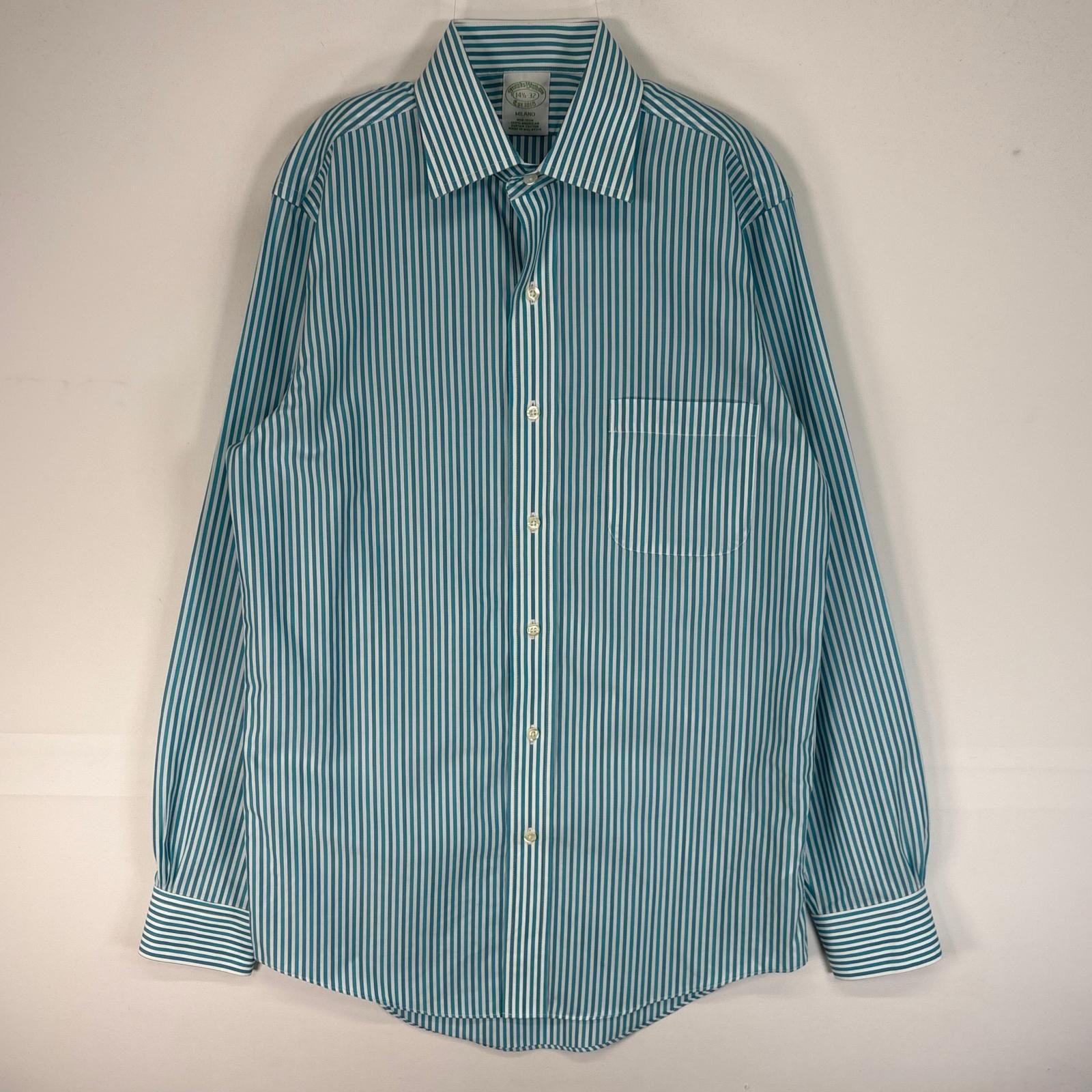 古着 ブルックスブラザーズ Brooks Brothers 長袖シャツ MILANO カラーステイ 胸ポケ S  ブルー系 ストライプ メンズ