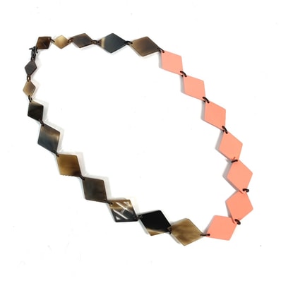 エルメス HERMES ロングネックレス ラッカーウッド アクセサリー ネックレス ラッカー ブラウン×ピンク