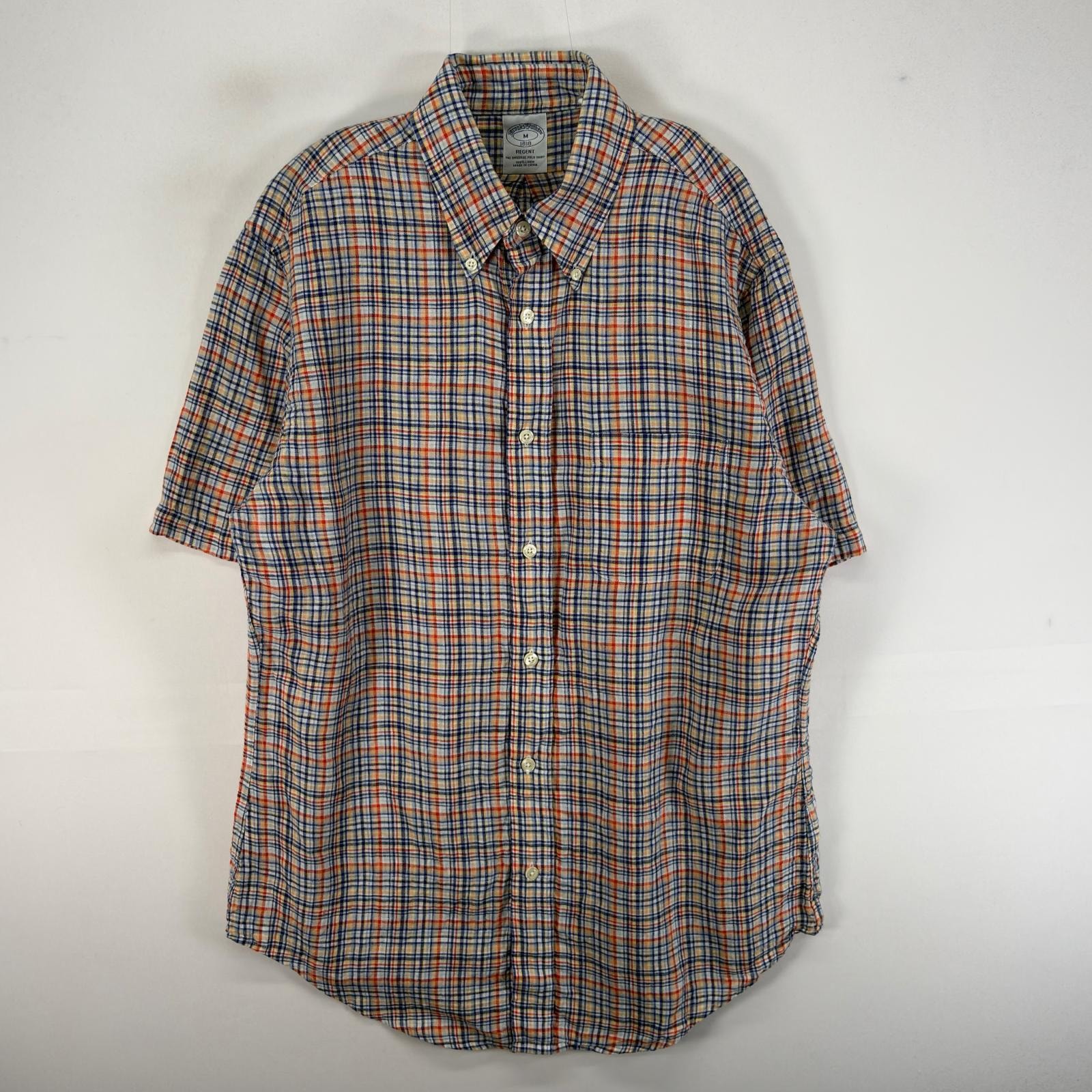 古着 ブルックスブラザーズ Brooks Brothers 半袖シャツ 胸ポケ REGENT 1818 M  ブルー系 チェック メンズ