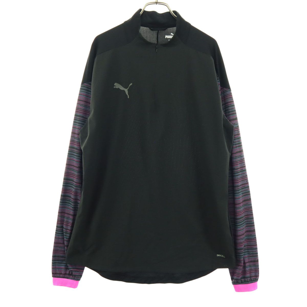 美品 PUMA プーマ ワンポイントロゴ 長袖 トラックジャケット XL ブラック ハーフジップ
